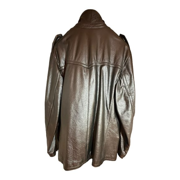 DOLCE & GABBANA MEN'S BLACK LEATHER PEACOAT JACKET / SZ 46 (LARGE) - Picture 3 of 15